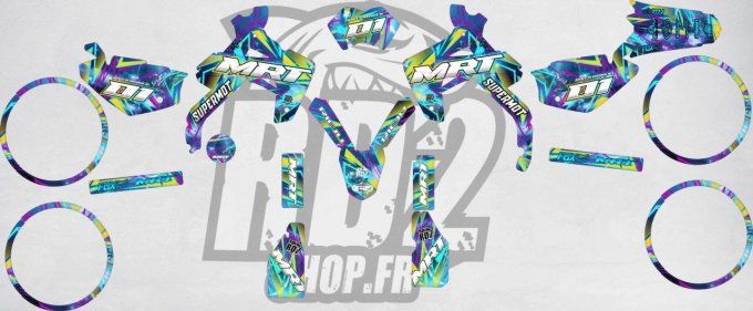 kit deco - stickers- Rieju -MRT- Pro --holographique - holo- pailleté - chrome - supermot - fox - 2f