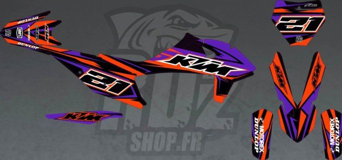 kit deco -violet - orange - ktm - sx - sxf - exc - excf - 2019 - 2020 - 2021 - 2022 - 2023 - graphic