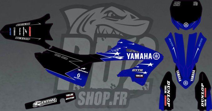 kit deco - yamaha - YZ -125-250- 2022 - 2023 - 2024 - 2025 - 2026 - 2027 - bleu - noir -