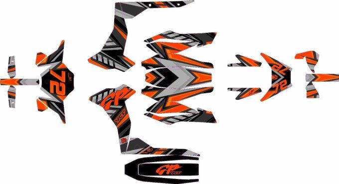 kit deco ycf - gp - 107 - 157 - 187 - graphics - orange -