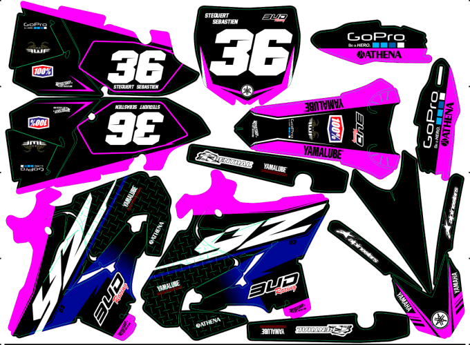 kit deco - yz - 125 - 250 - bud - rose - noir - perso -