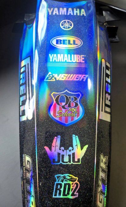 KIT DECO - yz - 125 - YZ 250 - yamaha - JUL - full holographique - chrome - pailleté - bleu - 2022 -