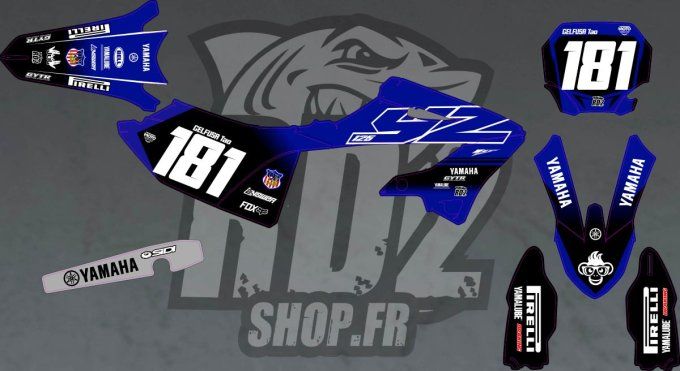 kit deco - yz 125 - yz 250 - yamaha - yz125 - perso- bleu - noir - holographique -chrome -