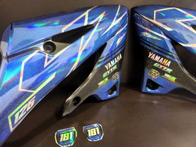 KIT DECO - yz125 - YZ250 - yamaha - full holographique - chrome - pailleté - bleu - 2022 - 2023 - 20