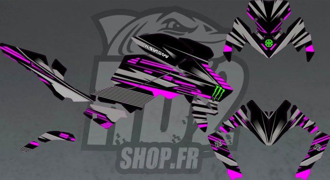 kit deco - z650 - Z 650 - kawasaki - monster - autocollants - stickers - girle - rose - violet - rd2