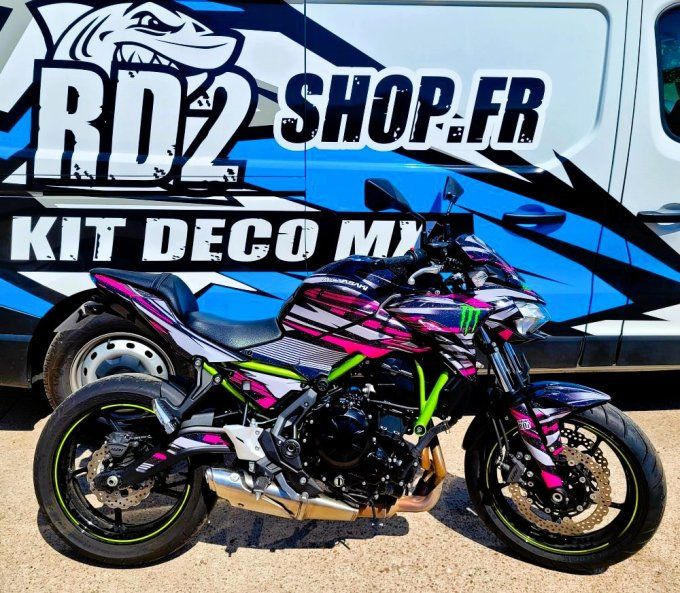 kit deco - z650 - Z 650 - kawasaki - monster - autocollants - stickers - girle - rose - violet -