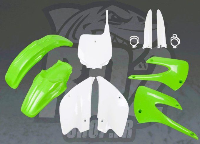 kit plastiques -kx - 85 - kx85 - kawasaki - vert - blanc - 2001 - 2013 - kawa - plastic - kit -