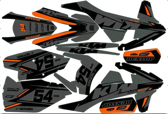 kit - deco - decals - autocollant - rd2 - ktm - 2016 - 2017 - 2018 - 2019 - gris - noir - mat