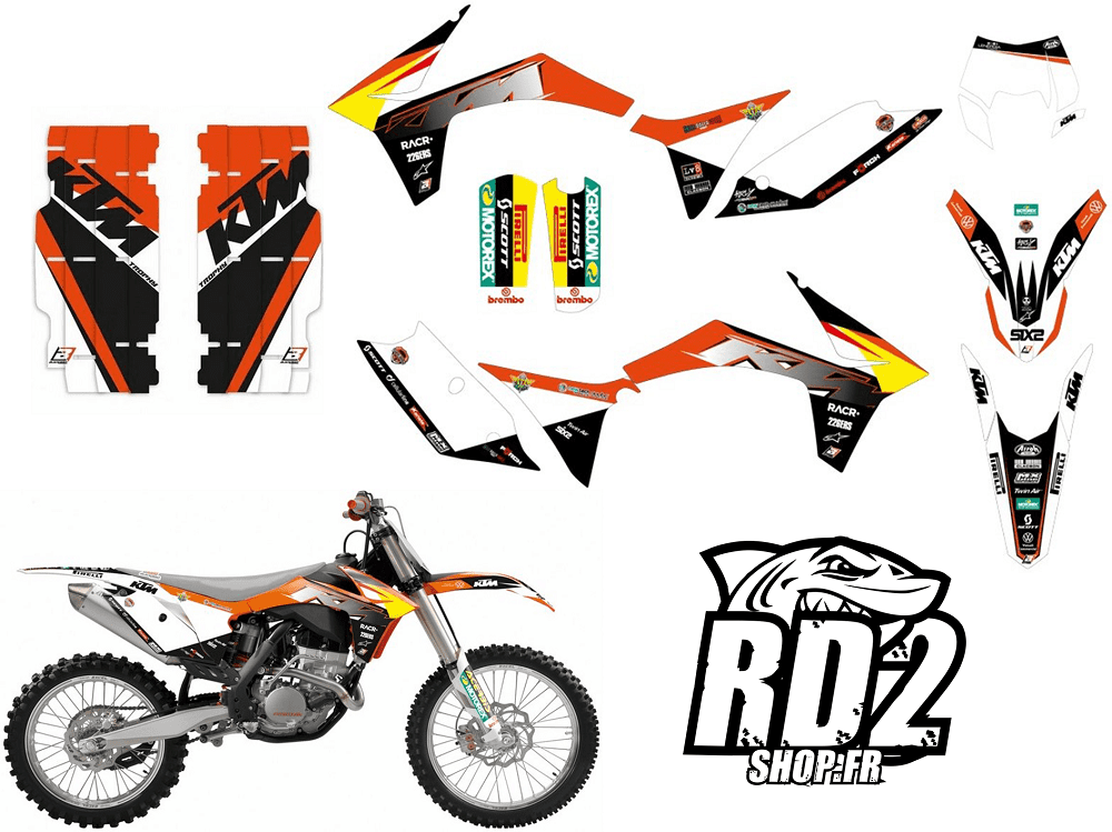 Kit Déco + protection radiateur KTM  SX / SXF / EXC ( 2011 à 2013 )