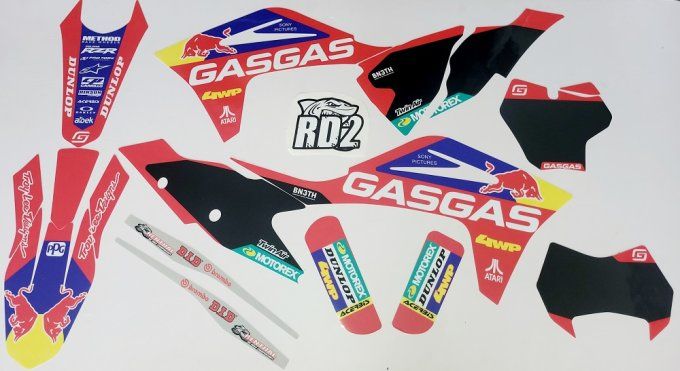 kit deco - graphics - décals - redbull - gasgas - barcia - ec - mc - ecf - mcf - 125 - 250 - 350 - 4