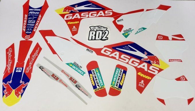 kit deco - graphics - décals - redbull - gasgas - barcia - ec - mc - ecf - mcf - 125 - 250 - 350 - 4