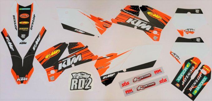 kit deco - graphics - fmf - rd2 - ktm - sx - sxf - exc - 2005 - 2006 - 2007 - stickers