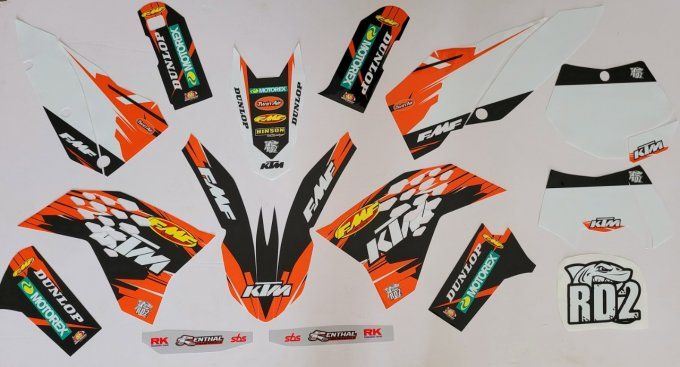 kit deco - graphics - fmf - rd2 - ktm - sx - sxf - exc - 2007 - 2008 - 2009 - 2010 - stickers 