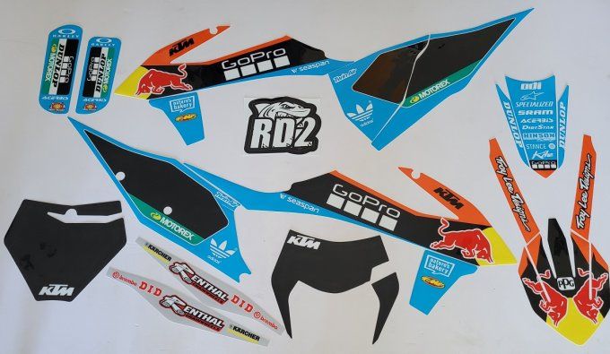 KIT DECO - graphics - stickers - rd2 - gopro - redbull - bleu - exc - excf - ktm - sx - sxf - 2019 -