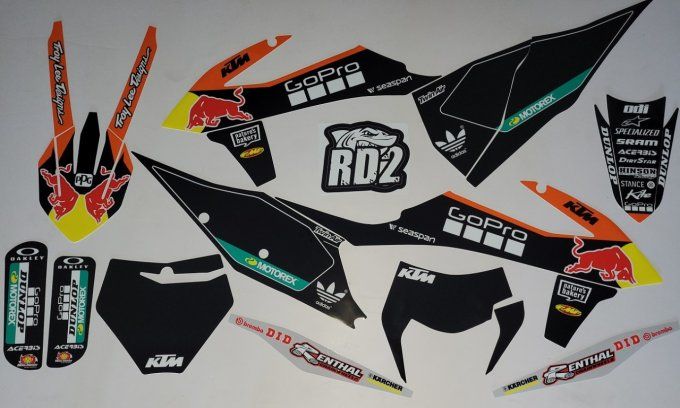 KIT DECO - graphics - stickers - rd2 - gopro - redbull - noir - exc - excf - ktm - sx - sxf - 2019 -