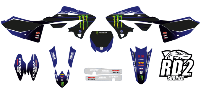 kit deco - graphics - stickers - yz - yamaha - 125 - 250 - 2022 - 2023 , monster - rd2