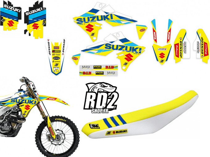 kit deco - housse de selle - seat cover - graphics - rmz 250 - rmz 450 - 2019 - 2020 - 2021 - 2022 -