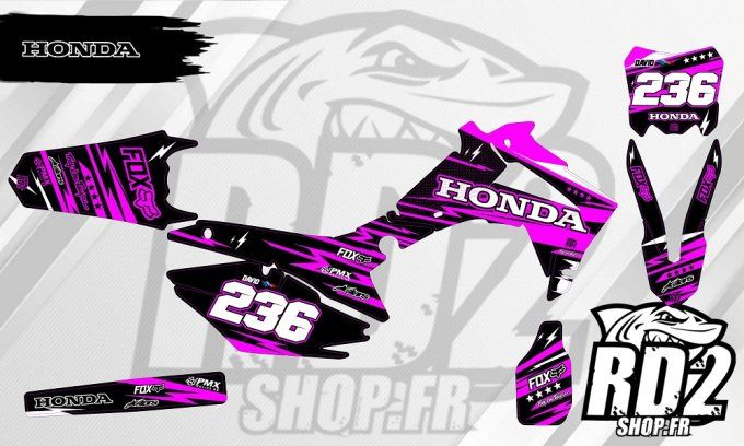kit deco - rd2 - graphics - rose - crf - 2021 - 2022 - 2023 - autocollants - stickers - decals