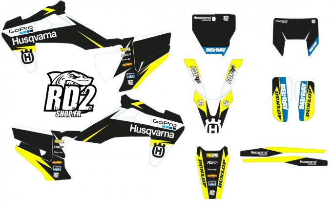 kit deco - rd2 - husqvarna - hva - fc - tc - te  - fe - 2019 - 2020 - 2021 - 2022 - gopro -