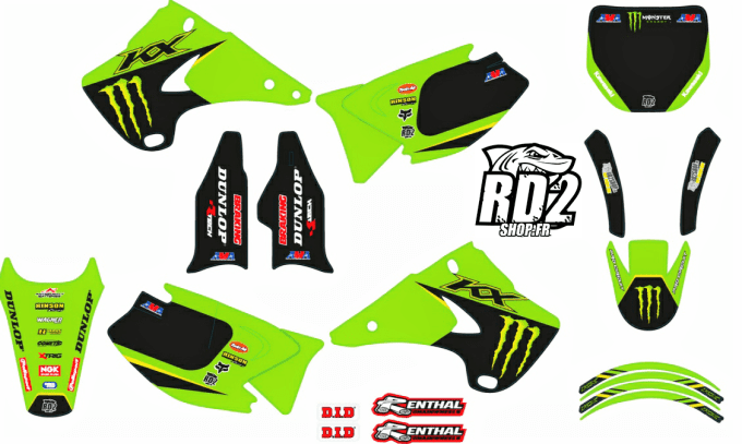 KIT DECO MONSTER Kawasaki KX - 125 - 250  -rd2shop - autocollants -