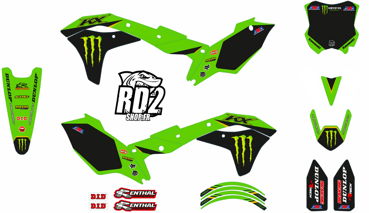 Kit Déco RD2 Kawasaki KXF 250 ( 2017 / 2018 / 2019  / 2020 ) 