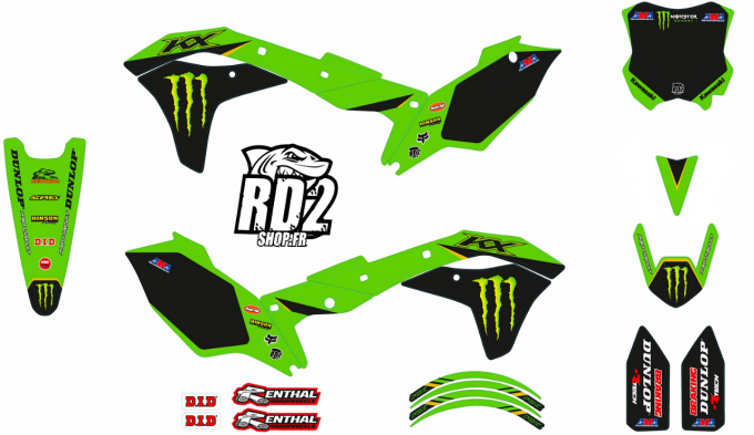 KIT DECO MONSTER Kawasaki KXF 250 .  2017 , 2018 , 2019 , 2020