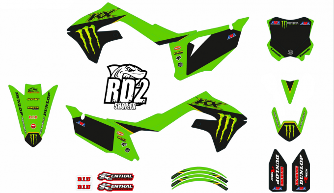 Kit Déco RD2 KAWASAKI KXF 250 : 2021 > 2024 / KXF 450 : 2019 > 2023 - 