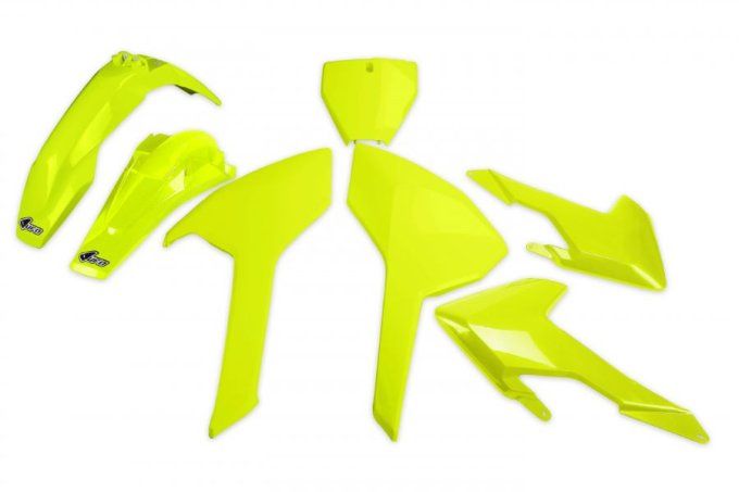 kit plastique ufo , kit plastique husqvarna , kit plastique jaune fluo , kit plastique tc ,kit plast