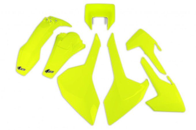 kit plastique ufo jaune fluo, kit plastique husqvarna , kit plastique te ,fe , kit plastique 2017,  