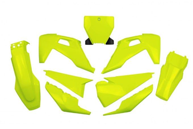 Kit plastique ufo jaune fluo , kit plastique hva, kit plastique husqvarna , kit plastique 2019 ,2020