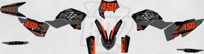 KTM - exc - excf - kit deco - gris - orange - 2008 - 2009 - 2010 - 2011 -