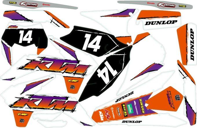 KTM EXC F - EXC 2014 - 2015 - 2016 - Vintage 95 ktm - kit deco - graphics - sx - sxf -