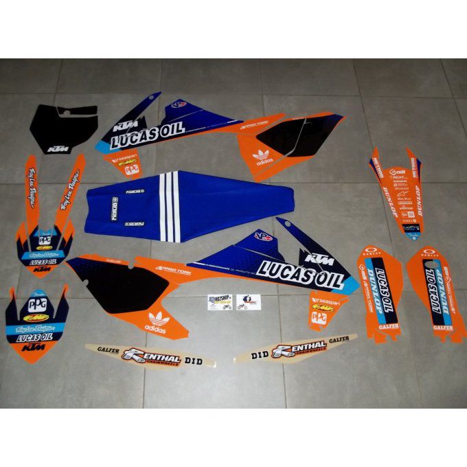 kit deco ktm sx / sxf lucas oil / housse selle adidas 