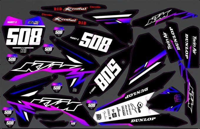 Ktm - rose - bleu - kit deco - 2013 - 2014 - 2015 - sx - sxf - exc - excf -