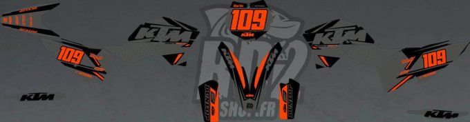 Ktm -sx 2007 - 2008 - 2009 - 2010 - kit deco - gris -