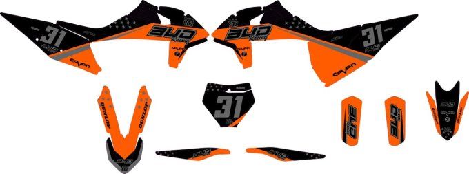 KTM -SX- 125-150-250 - SX-F --350-450 2019-2020 - 2021 - 2022 -Orange - kit deco - graphics - 