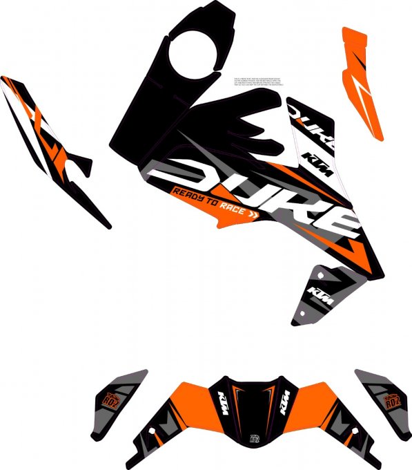 Kit déco Perso KTM DUKE 125 / 390 / 690 / 790 / 890 / 890 / 990 / 1290 , autocollants