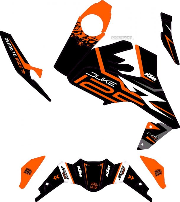 Kit déco - Perso KTM DUKE 125 , 390 , 690 , 790 , 890 , 990 , 1290 , autocollants ,  