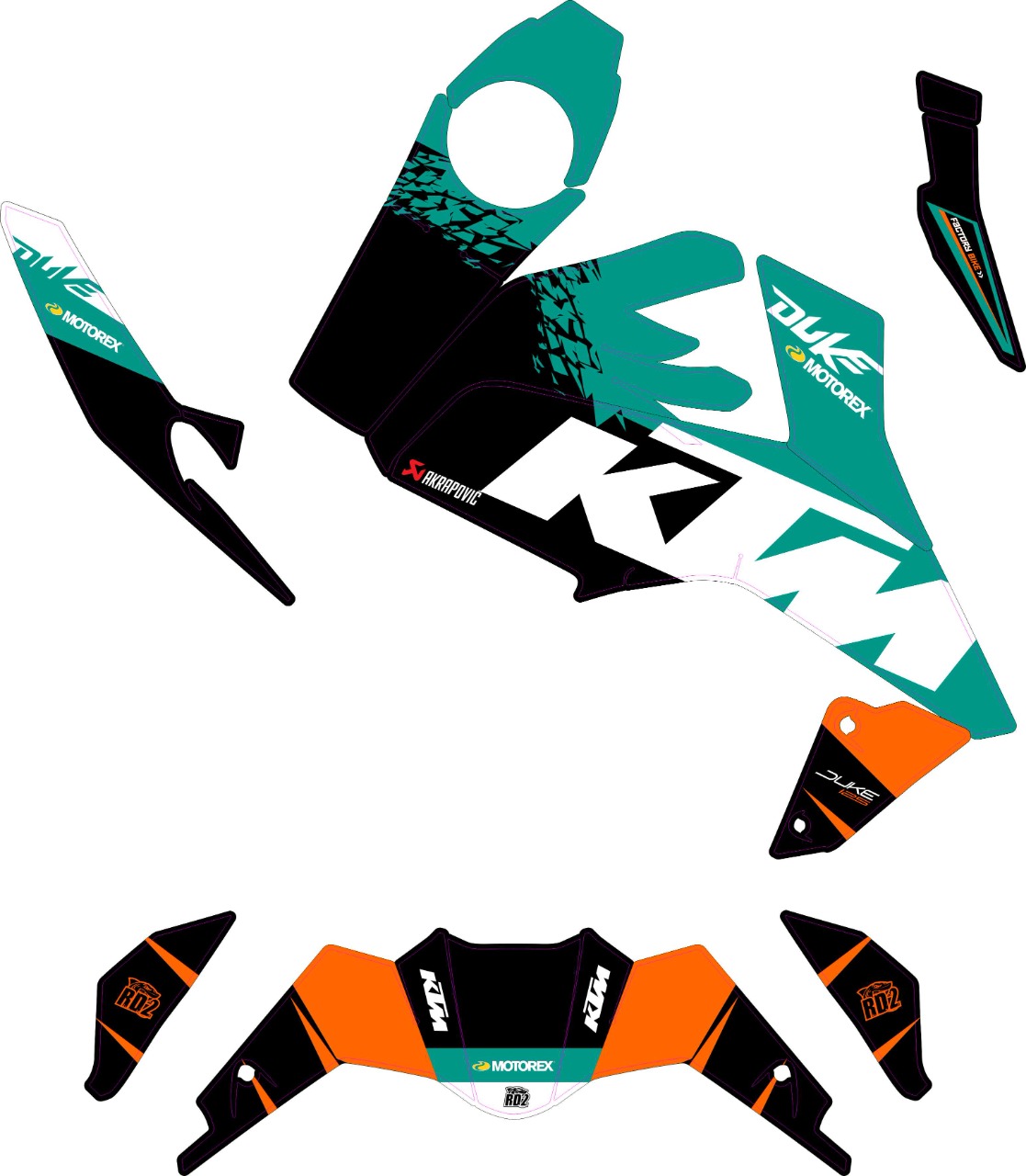 Kit déco Perso KTM DUKE 125 > 1390 cc - 