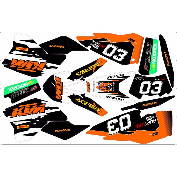 Kit déco Semi-perso KTM SX / SXF / EXC 125 / 200 / 250 / 300 / 450 ( 2007 / 2008 / 2009 / 2010 / 201