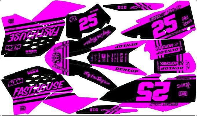 KTM  - 125 EXC 2008 - 2011 - 2009 - 2010 - rd2 - kit deco -stickers -rose -