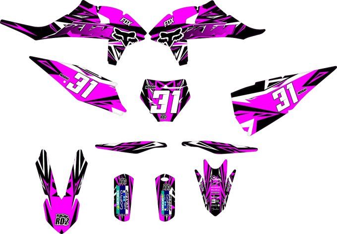 KTM SX 125-150-250  SX-F 250-350-450 2019-2020 - 2021 - 2022 - 2023 - kit deco -graphics - rose - rd