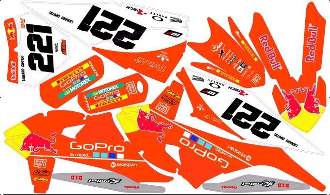 KTM SX 125-150-250  SX-F 250-350-450 2019-2022 - kit deco -gopro - orange -