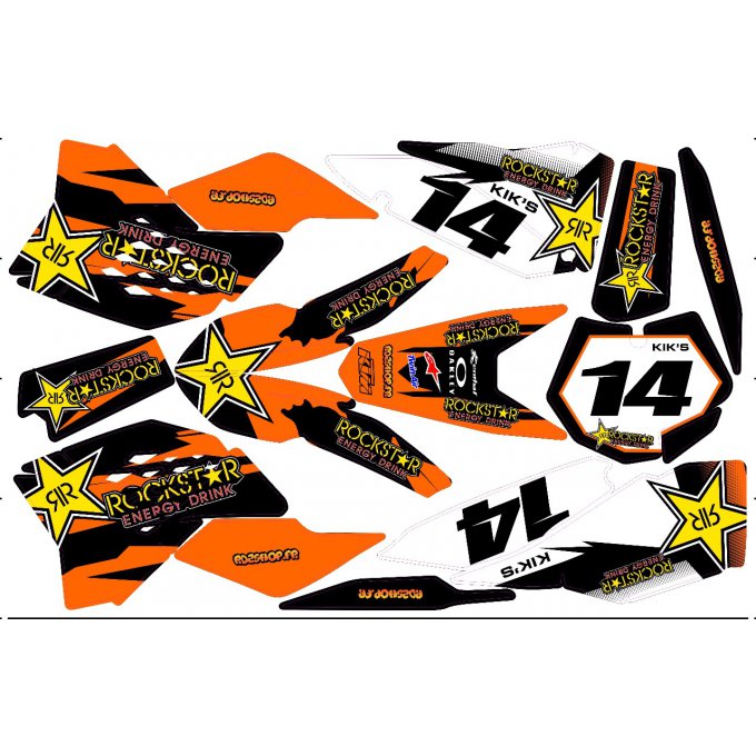 Kit déco Semi-perso KTM SX / SXF / EXC 125 ,150 , 200 , 250 , 350 , 400 , 450  ( 2007 / 2008 / 2009 