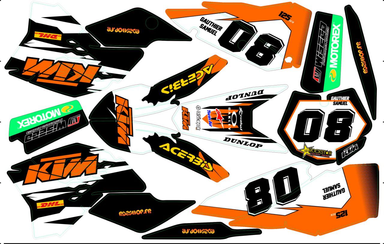 Kit Deco Semi Perso Ktm Sx Sxf Exc 07 A 11 Rd2shop Fr