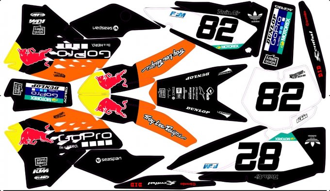 Kit déco Semi-perso KTM SX / SXF / EXC ( 2003 à 2011 ) gopro - rd2shop