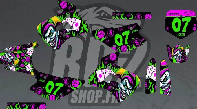 kx85 - kx 85 - kit deco - jocker - perso - kawasaki - rose - joker -
