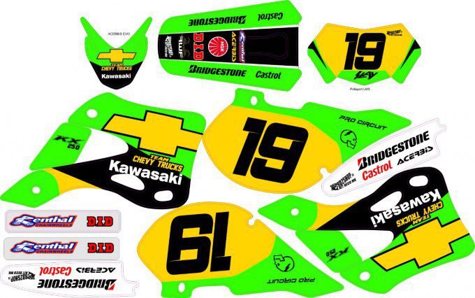 Kit déco Semi-perso Kawasaki KX 125/ 250 ( 99-12 )