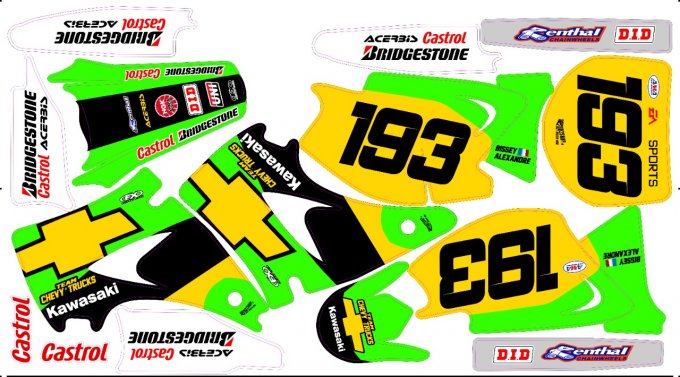 Kit déco Semi-perso Kawasaki KX 125/ 250 ( 99-12 ) chevy trucks