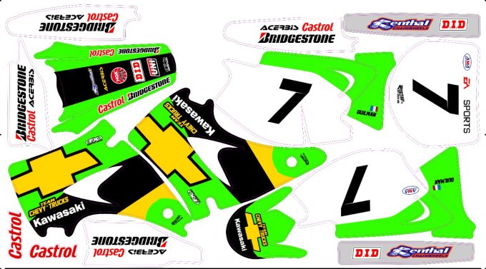 Kit déco Semi-perso Kawasaki KX 125/ 250 ( 99-12 )